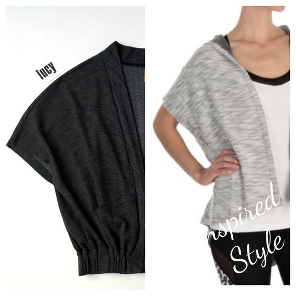 LUCY Yoga Heathered Open Batwing Gray Jacket Small - Picture 1 of 7